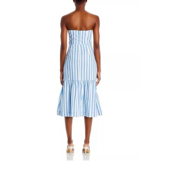 Aqua Stripe Bustier Midi Dress Size XL- New - Picture 3 of 15
